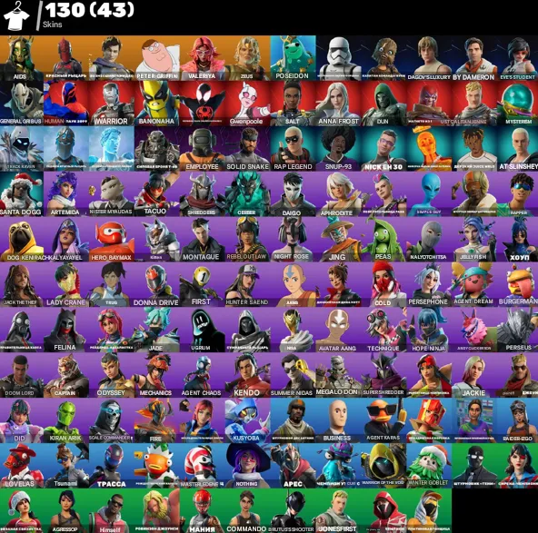 F989 130 Skins | Aerial Assault Trooper | Renegade Raider | Jack Sparrow | Eminem | Solid Snake | Exclusive Outfits and Max Styles 